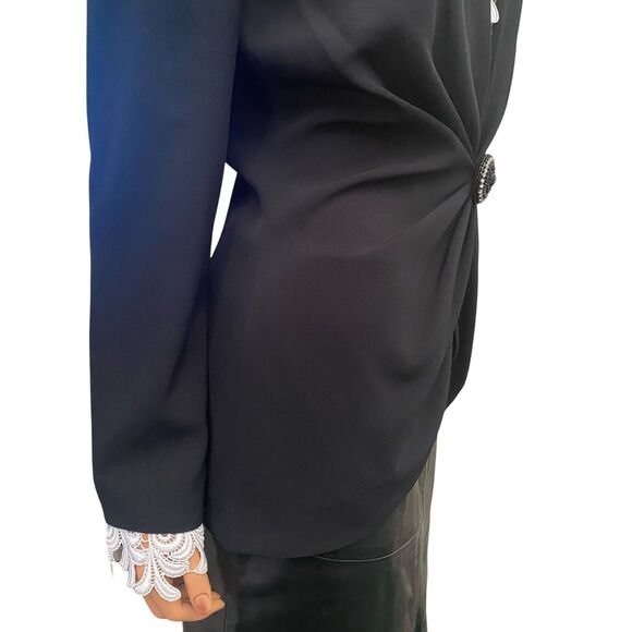 VTG Daymor Couture Black Lace Small 80s Evening Jacket Formal Statement Beaded - Picture 7 of 16